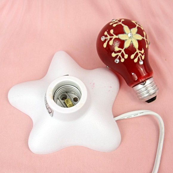 Shangpin Lighting Electric Night Light Base Red Bulb Christmas Snowflake Splat - Picture 9 of 9